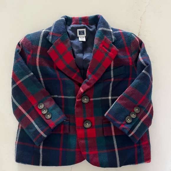 Janie and Jack Baby Boy 6-12 12-18 Plaid Blazer and Pants Suit Christmas Holiday - Picture 3 of 10